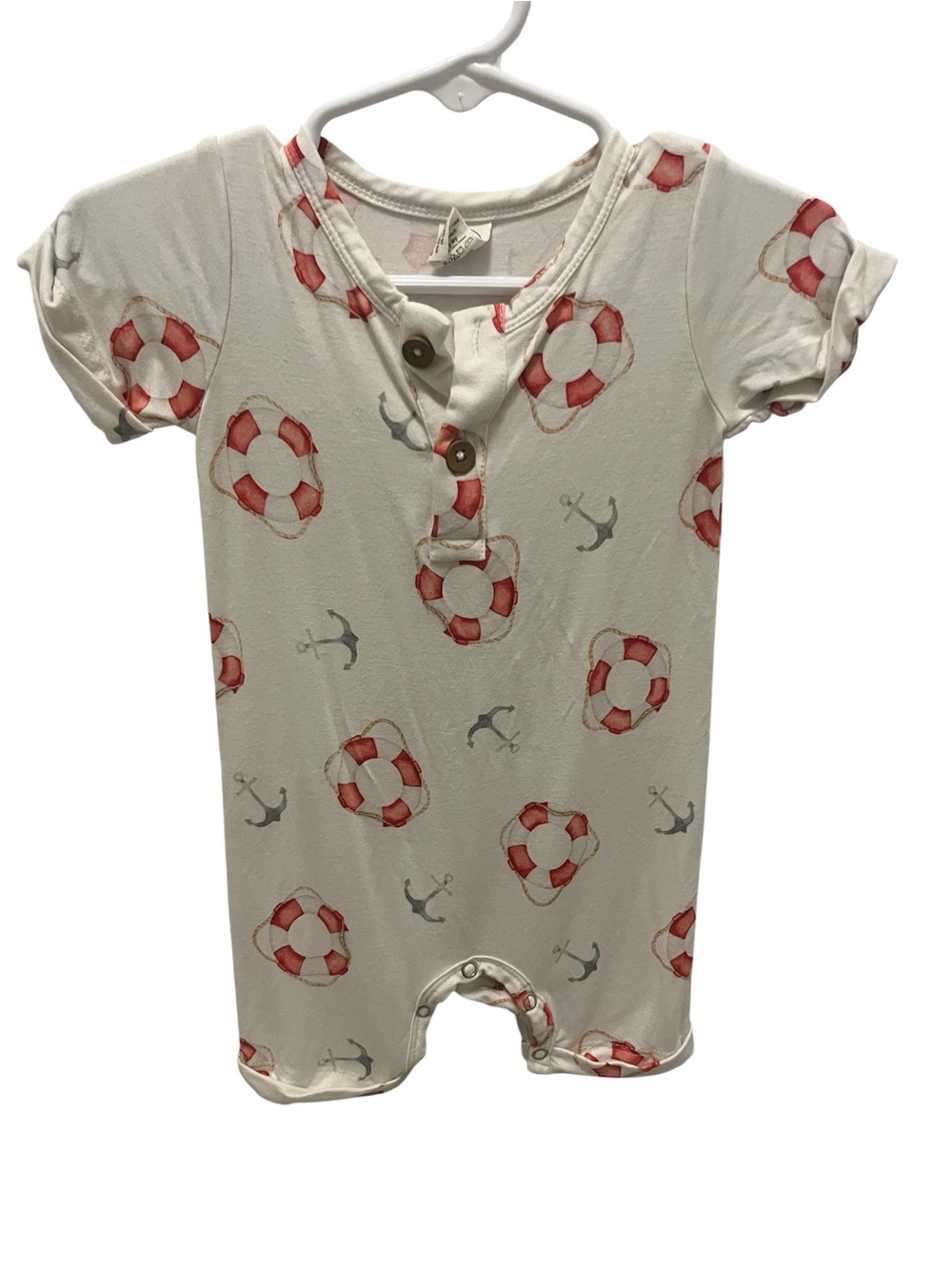 Spearmint Love Baby Anchor Boating Nautical Bamboo Romper Onesie Shortie